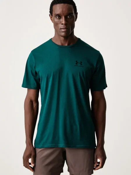 Under Armour tričko pánske s bavlnou SPORTSTYLE LEFT CHEST zelená