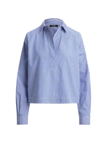 Cămașă Lauren Ralph Lauren cu dungi albastru