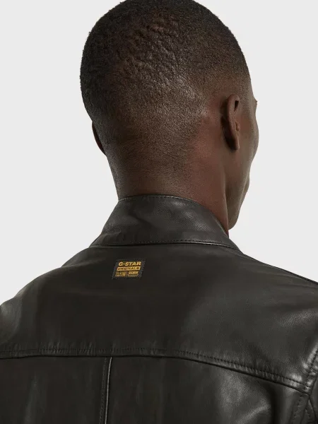 Байкерська шкіряна куртка G-star Raw чорна
