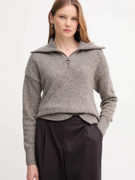 Barbour pulover de lână cu turtleneck gri