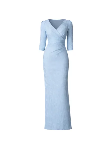 Sukienka wieczorowa Teri Jon z dekoltem w serek niebieska