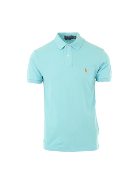 Dzianinowa koszulka polo Polo Ralph Lauren z krótkim rękawem niebieska