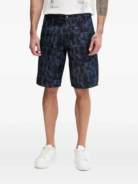 Pantaloni scurți din denim Armani Exchange cu imagine albastru