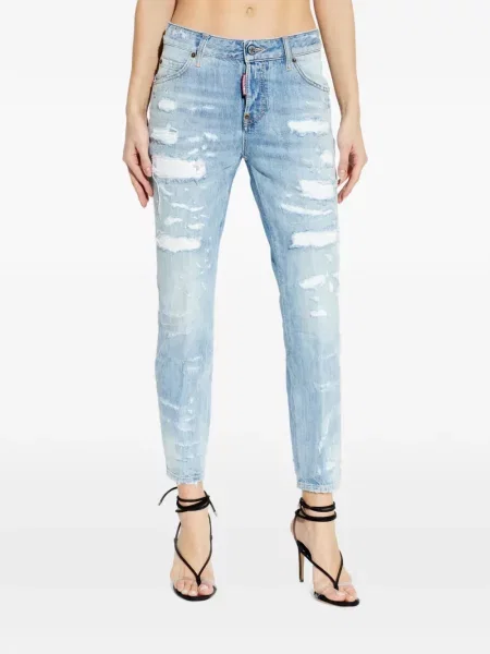 Pantaloni Dsquared2 zdrențuiți albastru