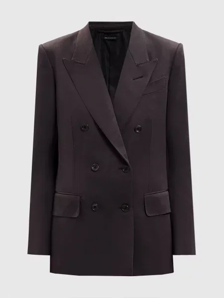 Двобортний жакет із шовку та вовни Tom Ford коричневий