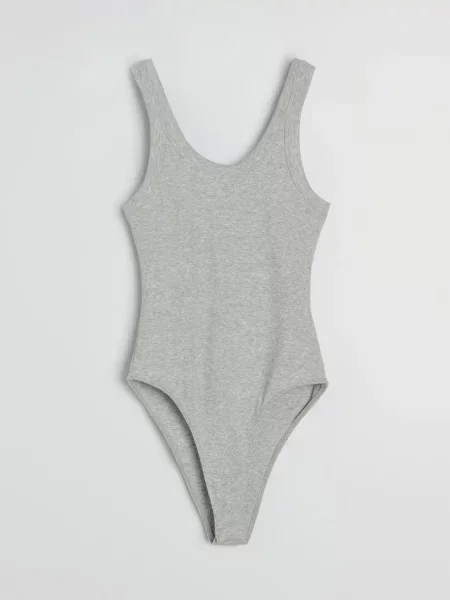 Боді на бретелях сірий