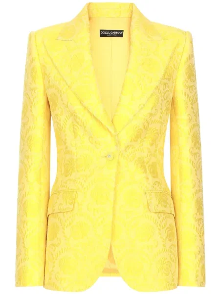 Sacou Dolce & Gabbana din jacard cu un singur rând de nasturi galben