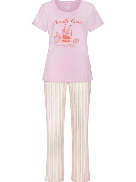 VIVANCE Pijama portocaliu închis / roz / roz pastel / murdar alb