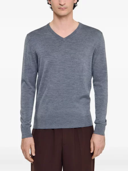 Pulover Sandro de lână cu decolteu în V gri