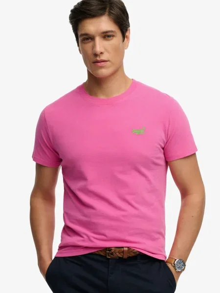 Retro tričko Superdry s autogramom ružová