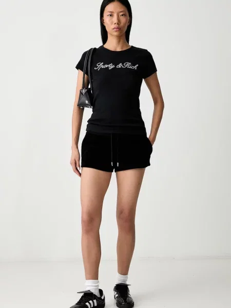 Sporty & Rich Signature Logo Krystal szorty dresowe czarne
