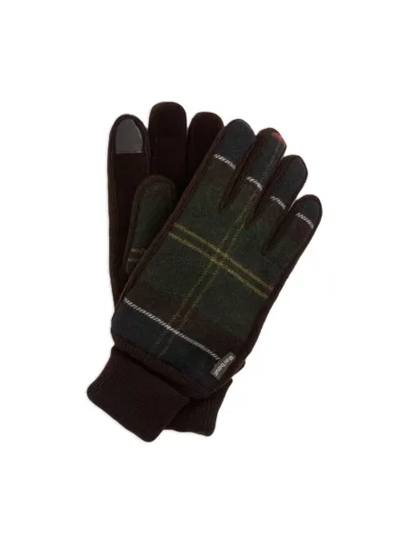 Rękawiczki Barbour w kratę zielone