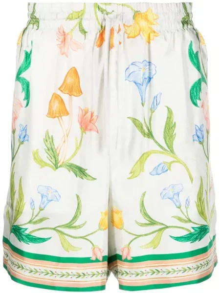 Pantaloni scurți Casablanca de mătase alb