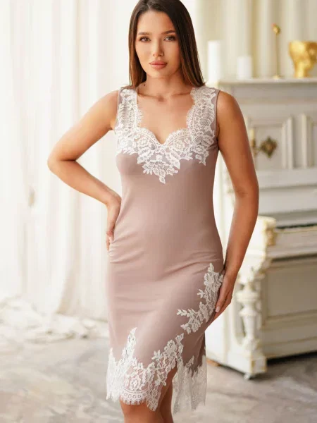 Короткая ночная рубашка Komilfo коричневая