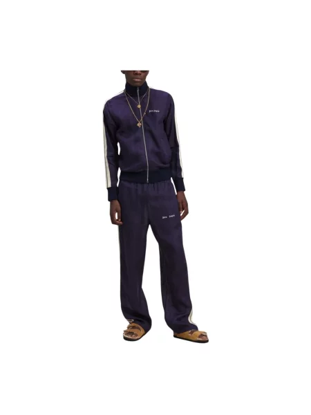Lniany sweter Palm Angels do biegania z logo niebieski