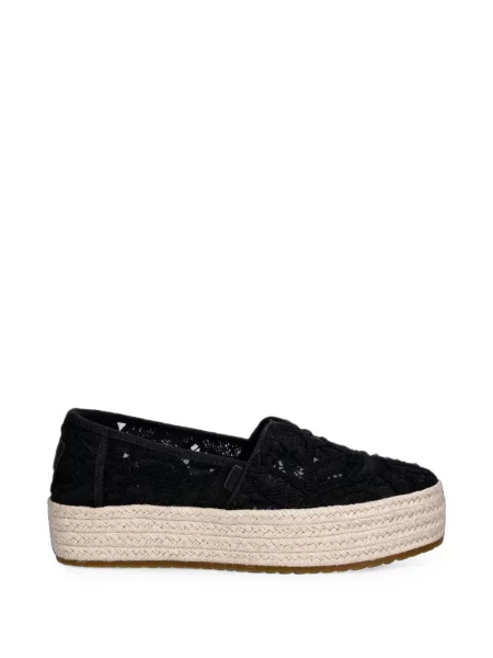 Espadrile Toms cu broderie cu platformă din dantelă negru
