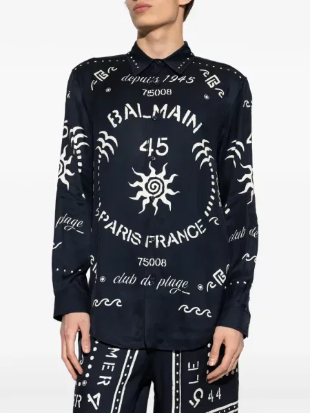 Cămașă Balmain cu imagine albastru