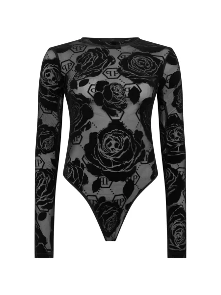 Body Philipp Plein cu model floral cu imagine negru