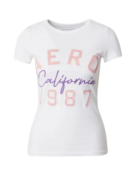 AÉROPOSTALE Tricou CALIFORNIA mov prună / rosé alb