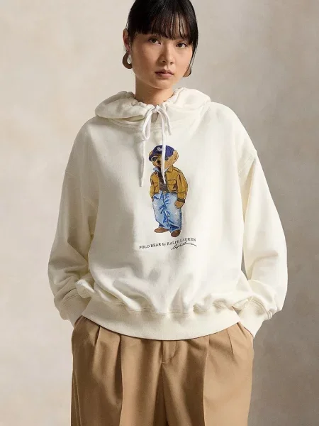 Polo Ralph Lauren μπλούζα με κουκούλα γυναικεία με μπεζ