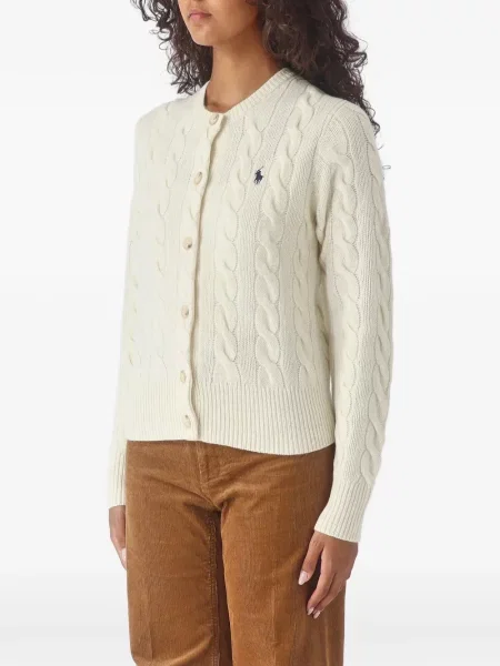 Флийс поло тениска Polo Ralph Lauren с автограф бяло