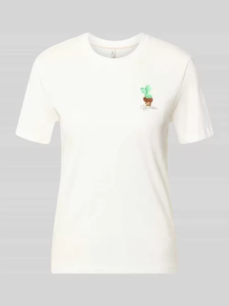 T-shirt o kroju slim fit z czystej bawełny model KITA' Only biała