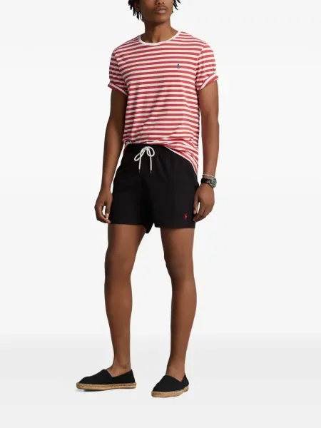 Tricou polo Polo Ralph Lauren cu glugă cu blană cu broderie roșu