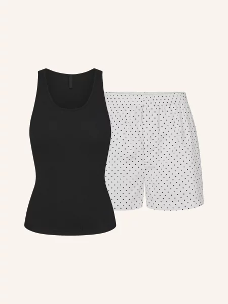 Skims Krótka Piżama Cotton Poplin schwarz