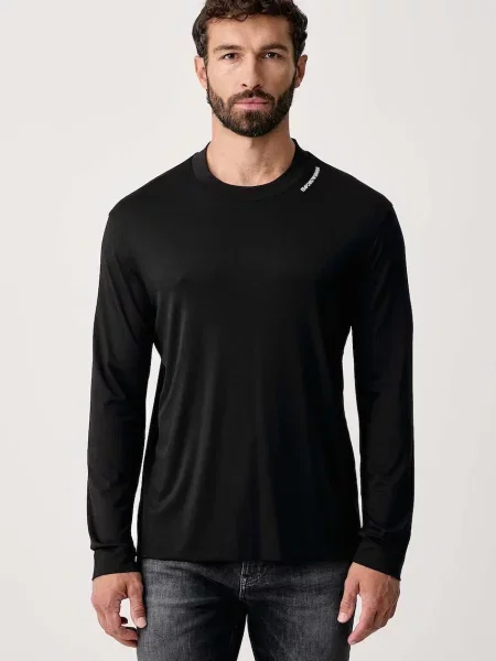 Tricou cu mânecă lungă Emporio Armani din modal negru