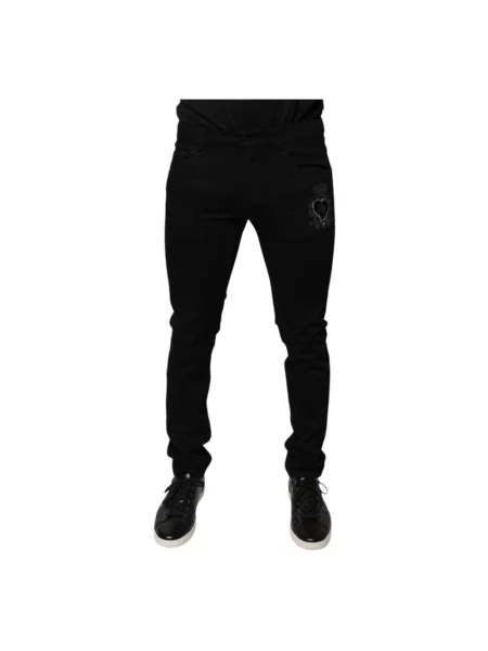 Skinny spodnie Dolce And Gabbana z logo czarne
