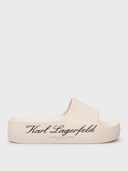 Шлепанцы Karl Lagerfeld с автографом бежевые