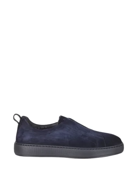 Велурени slip-on маратонки Santoni синьо