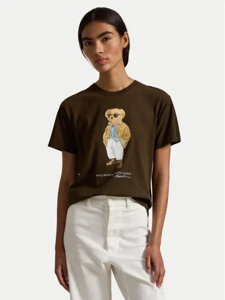 Polo Ralph Lauren Majica svijetloplava / svijetlosmeđa / tamno / bijela smeđa