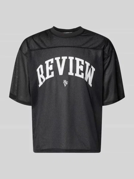 T-shirt z siateczki z nadrukiem z logo Review czarna