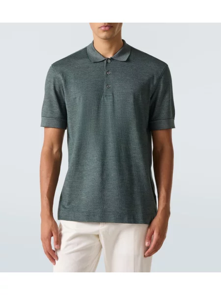 Svilena polo majica Zegna zelena