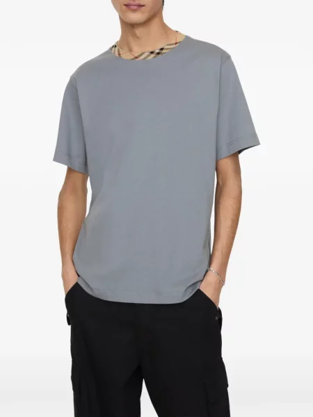 Tricou Burberry în carouri gri