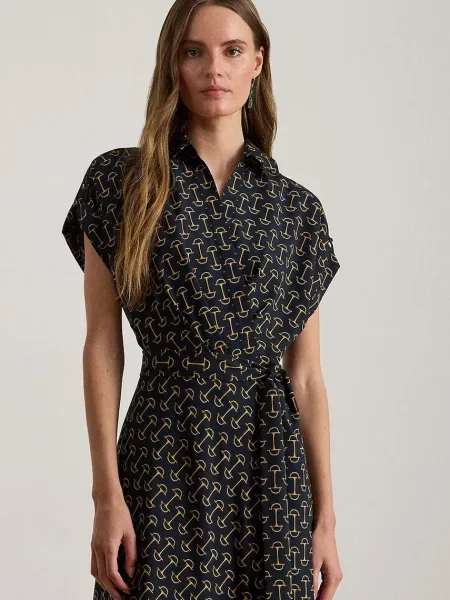 Šaty Lauren Ralph Lauren tmavomodrá midi