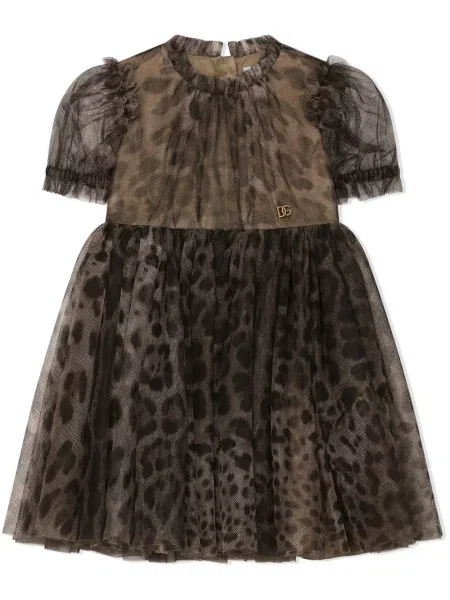 Sukienka dziecięca Dolce And Gabbana brązowa
