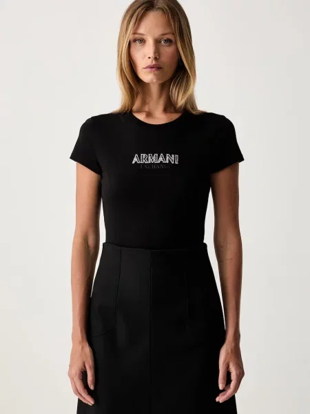 Armani Exchange tricou pentru femei din negru