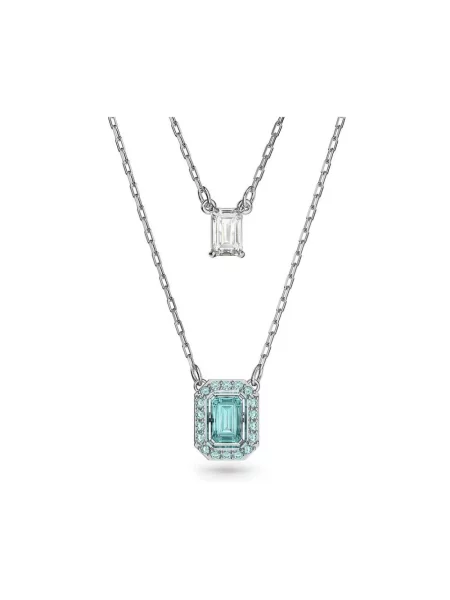 Lniany naszyjnik Swarovski szary