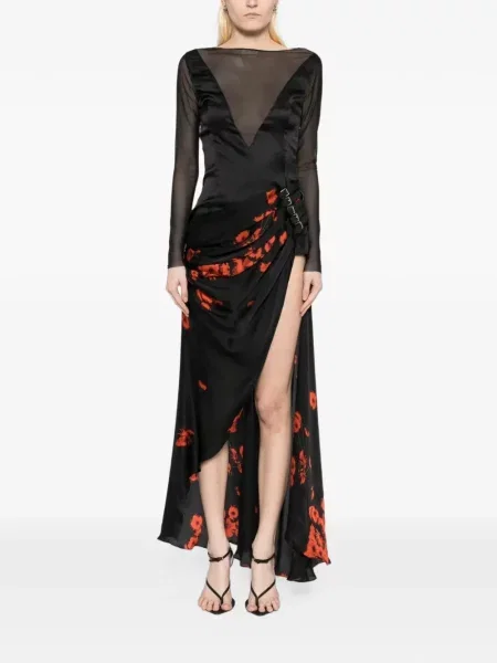 Rochie maxi Tessitura cu imagine drapată negru