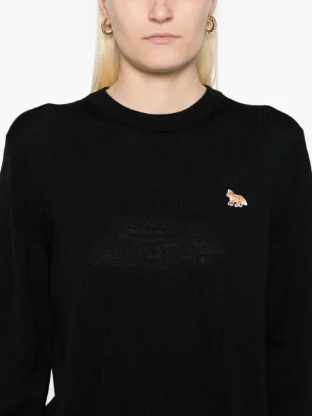 Pulover Maison Kitsune cu broderie negru