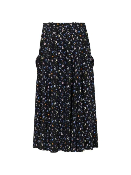Fustă midi Rabanne din crep cu buzunar frontal negru
