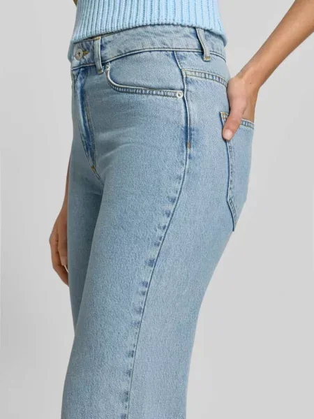 Spodnie z prostymi nogawkami z denimu z rozcięciem Style Icon Collection niebieskie