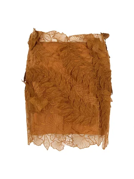 Spódnica mini Alberta Ferretti koronkowa brązowa