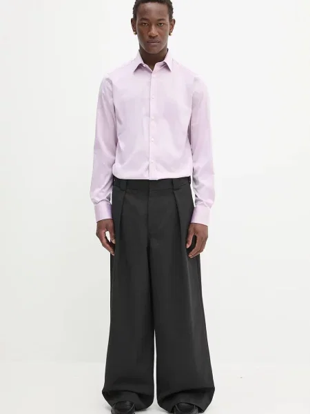 Calvin Klein koszula slim z kołnierzykiem włoskim różowy
