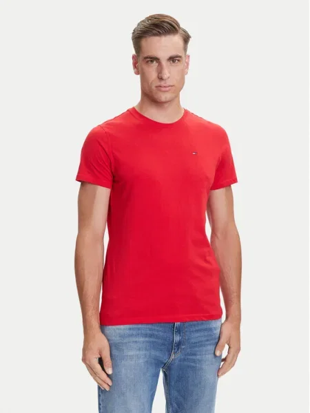 Тениска Tommy Jeans бяло с изчистен дизайн червено