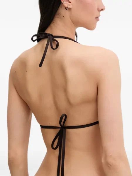 Top Lacoste cu gât halter maro