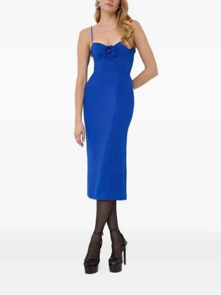 Костюм миди рокля Bardot до коляното синьо