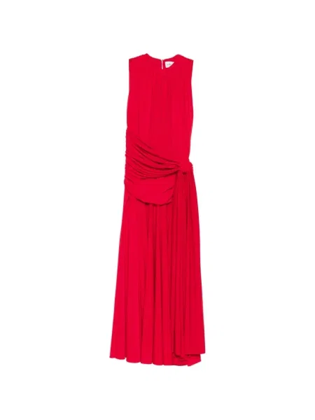 Drapírozott midi ruha Brandon Maxwell piros